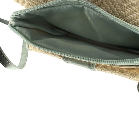 Giani Bernini Straw Bone Natural  Blue Crossbody Bag - Picture 7 of 10